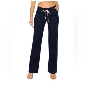 NWT Cali 1850 Navy Blue Linen Drawstring Pants- Large